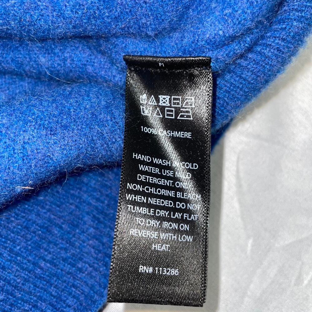 Paolo Mondo Mens Cashmere V-Neck Sweater Blue 2-Ply Pullover RN113286 Size M - Picture 4 of 7